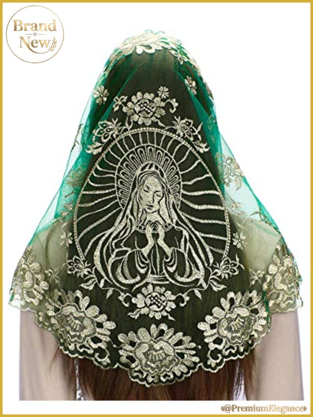 Traditional Lace Catholic Mantilla Chapel Veil for Women Long Embroidered